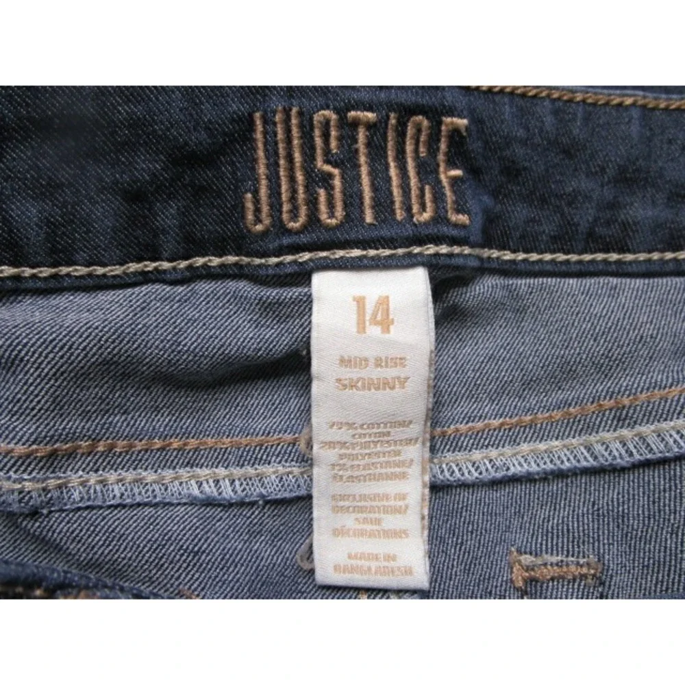 Justice Mid Rise Skinny Jeans Size 14 Girls Jeans Dark Wash Low Rise 25X27